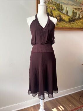Shelli Segal Chocolate Brown Silk Dress